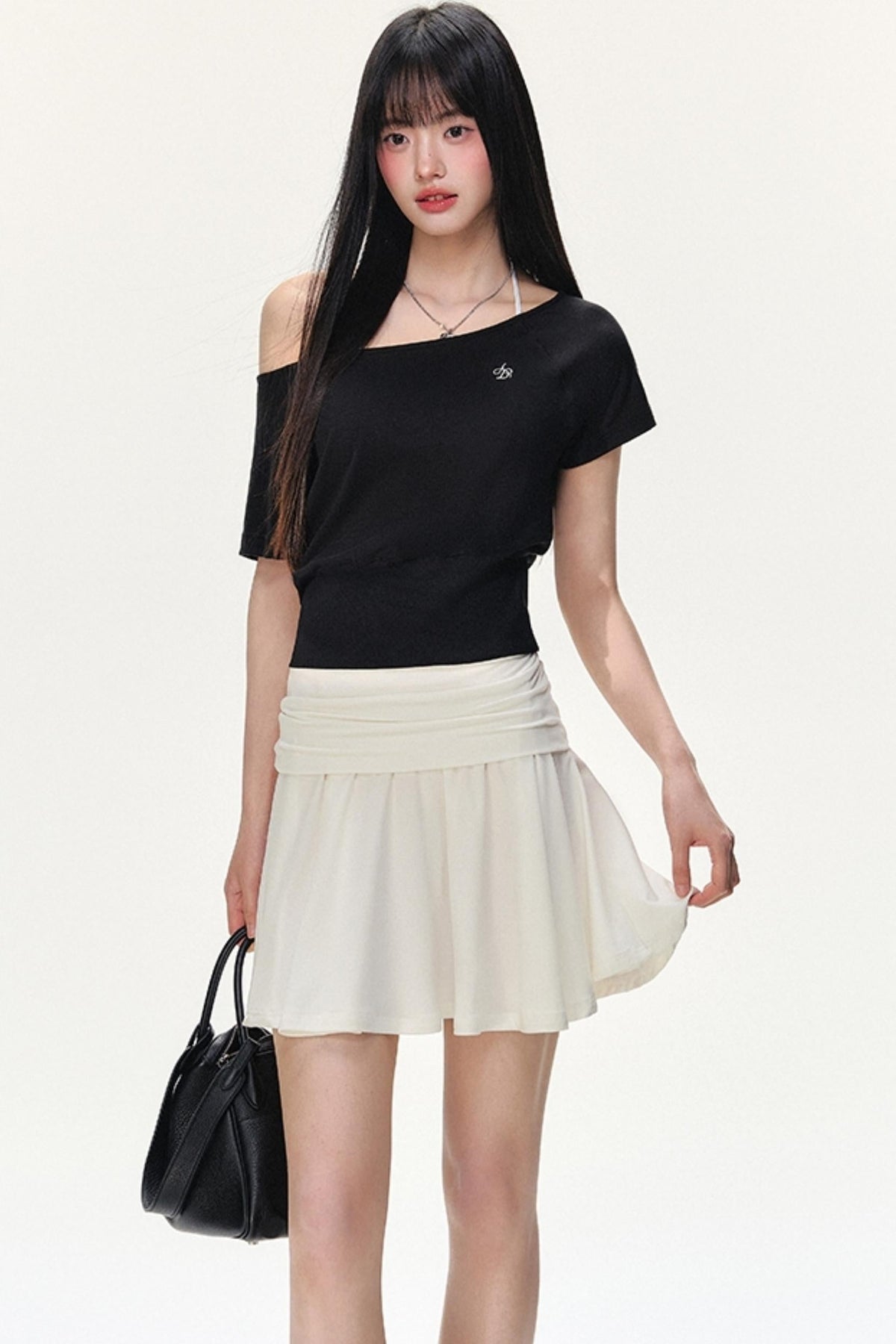 Irregular Striped Tencel Skirt