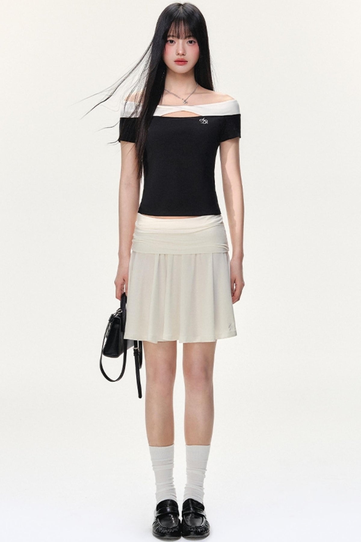 Irregular Striped Tencel Skirt