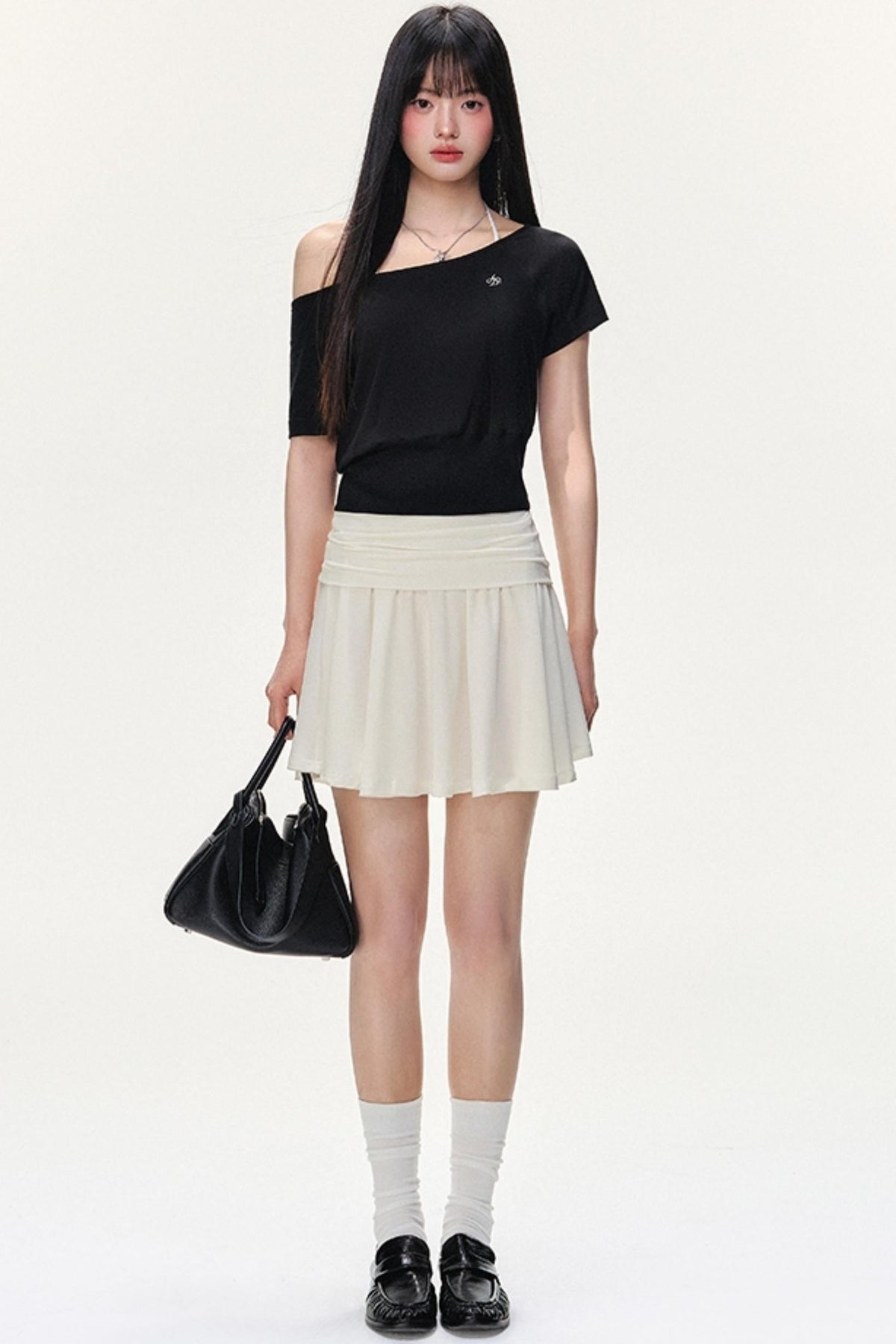 Irregular Striped Tencel Skirt