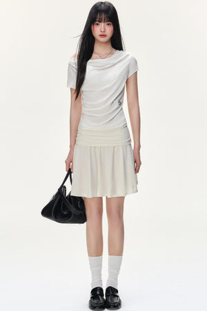 Irregular Striped Tencel Skirt
