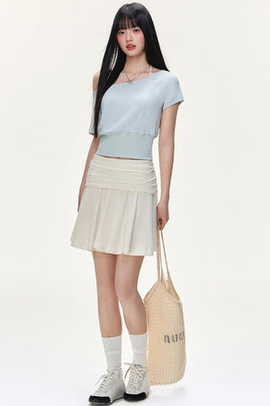 Irregular Striped Tencel Skirt