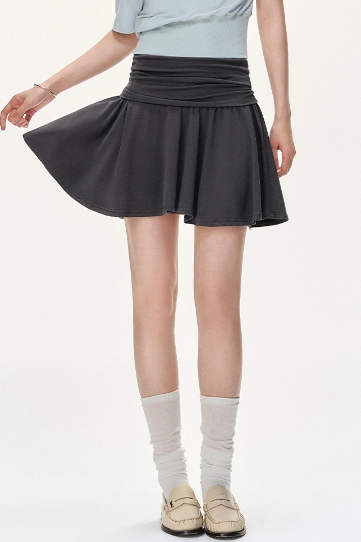 Irregular Striped Tencel Skirt