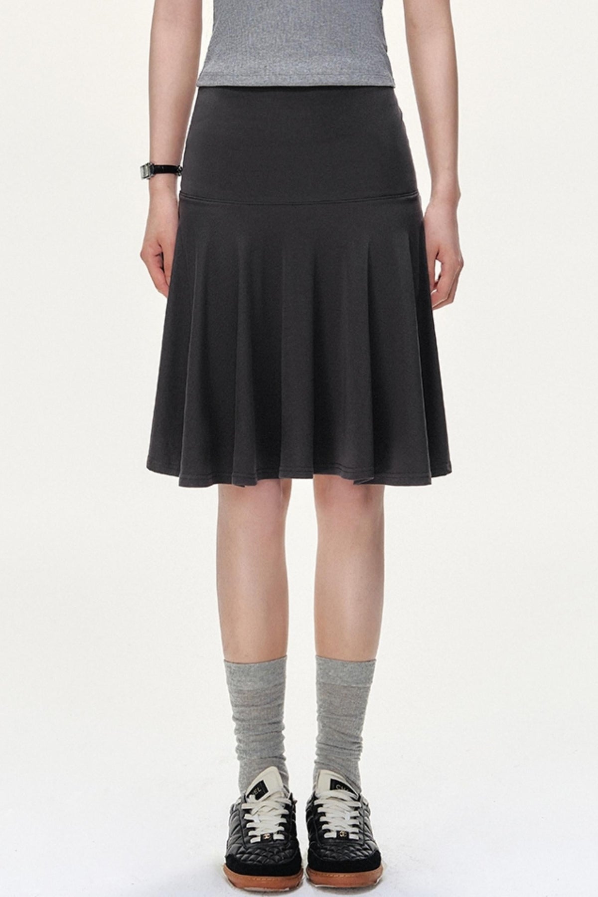 Irregular Striped Tencel Skirt
