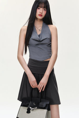 Irregular Striped Tencel Skirt