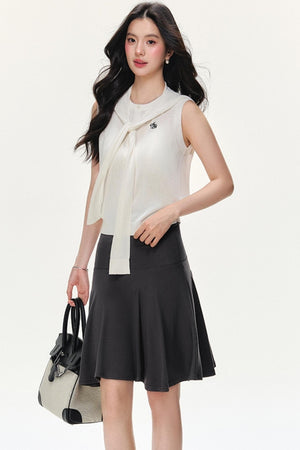 Irregular Striped Tencel Skirt