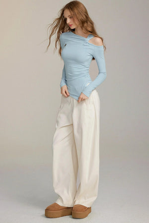 Irregular Suede Off-Shoulder Top