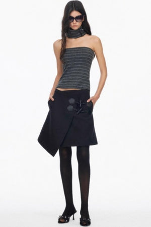 Irregular Toggle Button Skirt