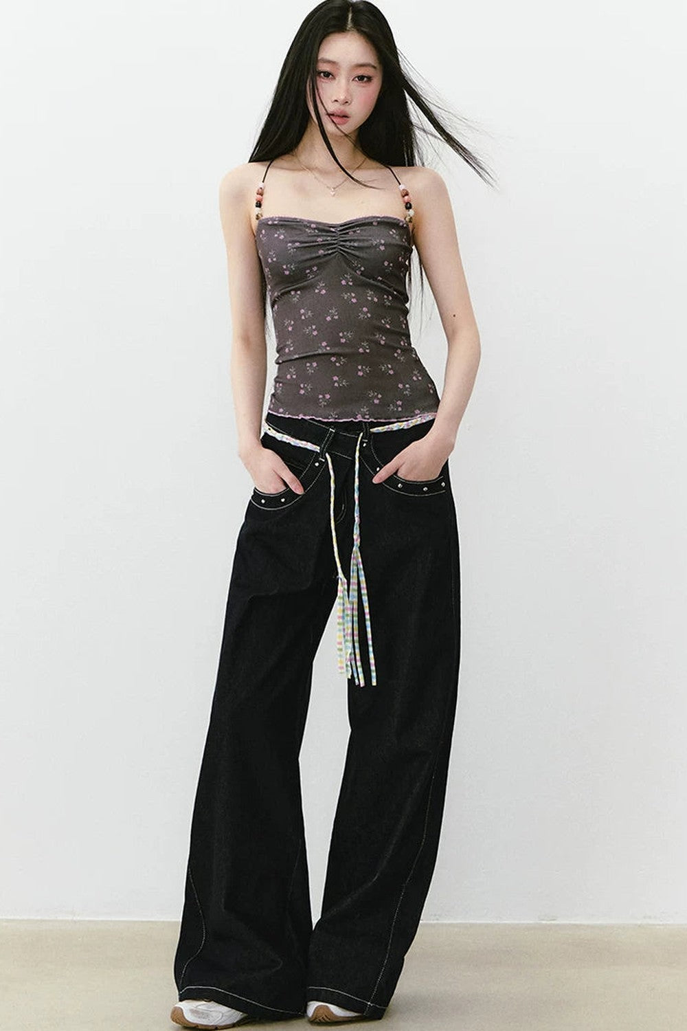 Irregular Waist Wide Leg Jeans