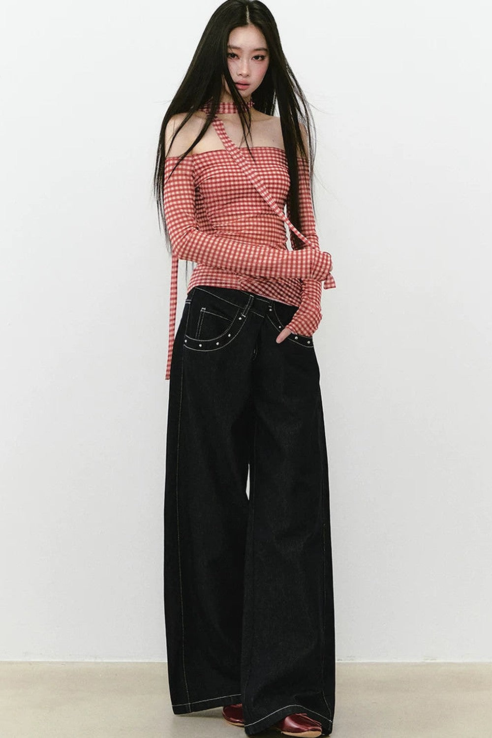 Irregular Waist Wide Leg Jeans
