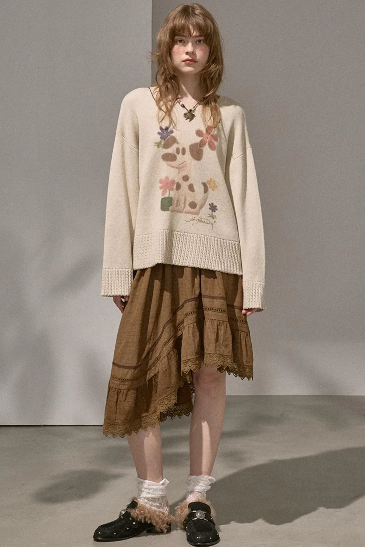 Irregular Wave Patchwork Midi Skirt