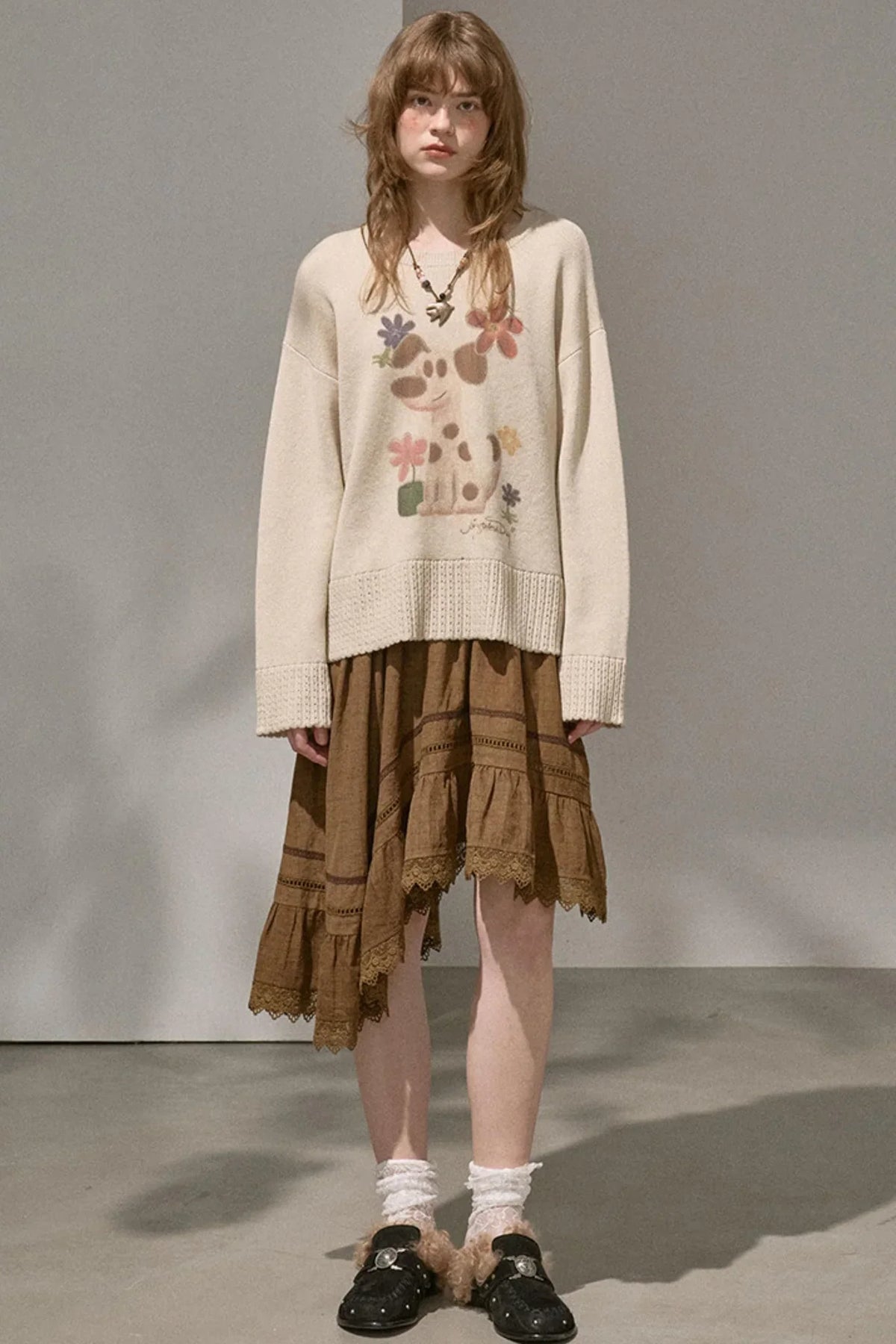 Irregular Wave Patchwork Midi Skirt