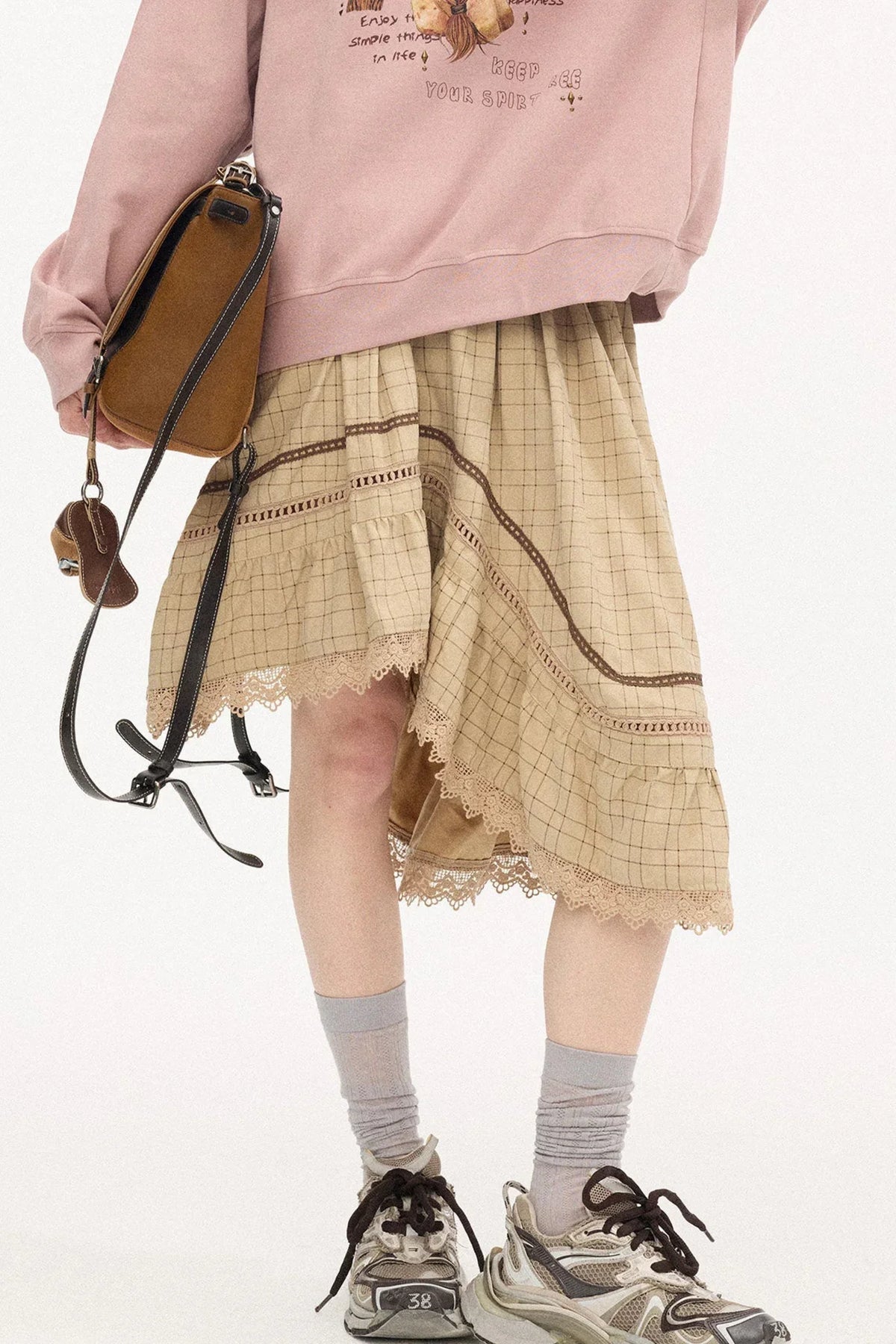 Irregular Wave Patchwork Midi Skirt