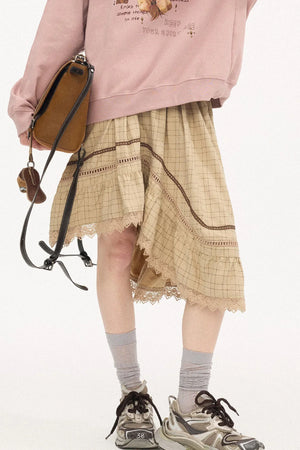 Irregular Wave Patchwork Midi Skirt
