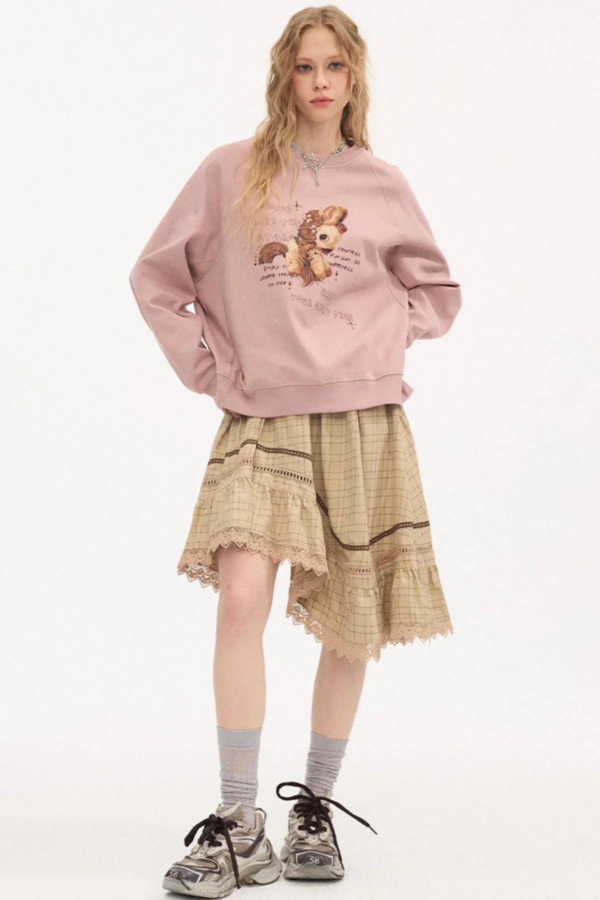 Irregular Wave Patchwork Midi Skirt