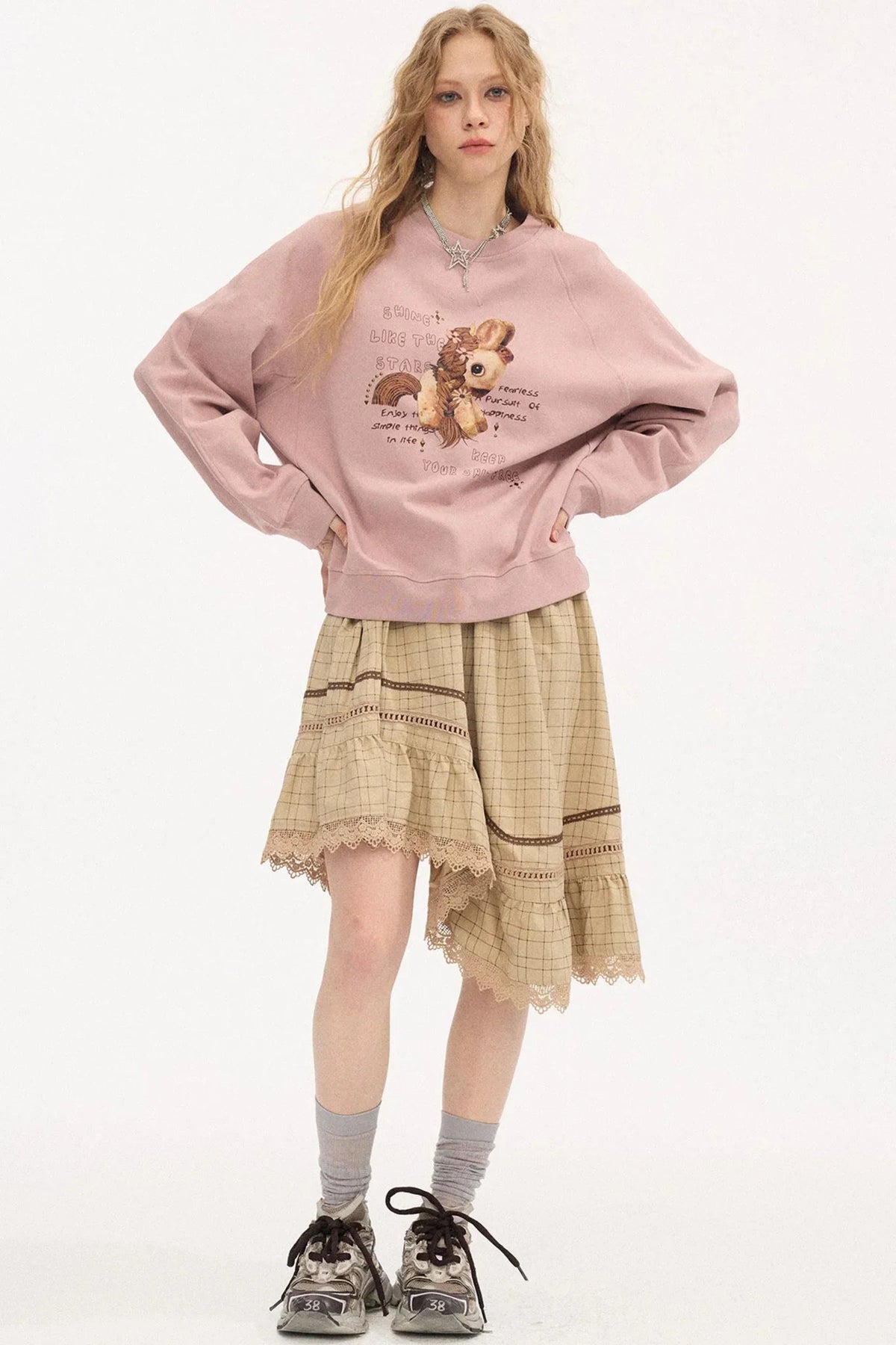 Irregular Wave Patchwork Midi Skirt