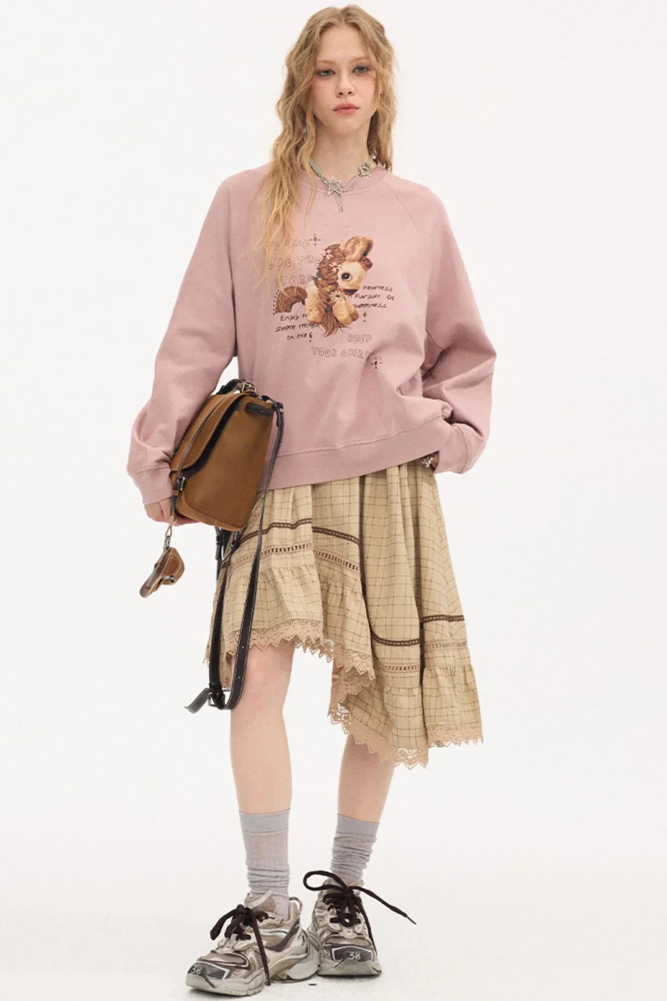 Irregular Wave Patchwork Midi Skirt
