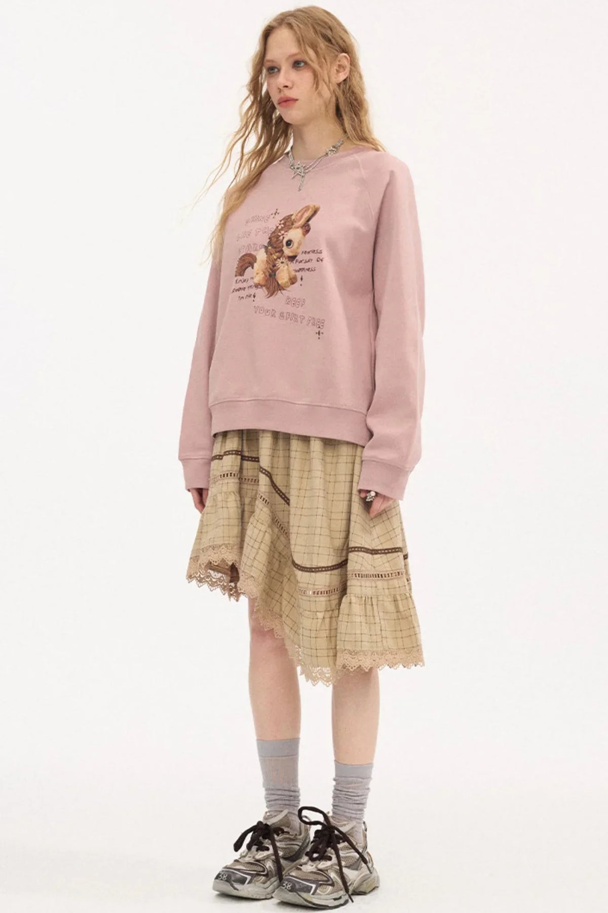 Irregular Wave Patchwork Midi Skirt
