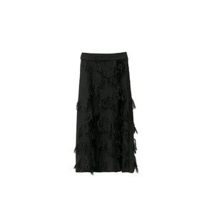 jacquard A-line wool midi skirt