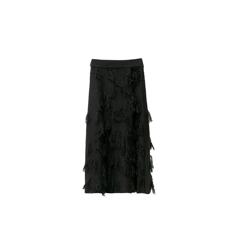 jacquard A-line wool midi skirt