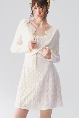 Jacquard Textured Suspender Dress