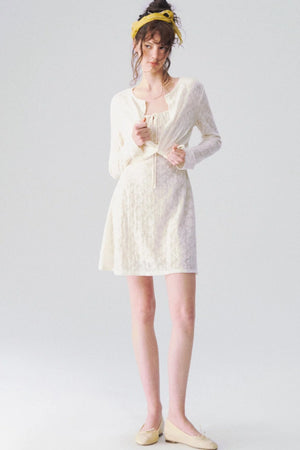 Jacquard Textured Suspender Dress