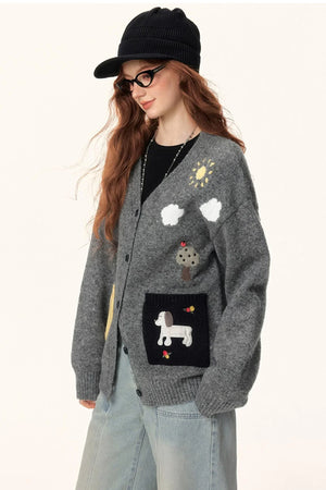Jacquard V-Neck Cardigan Sweater