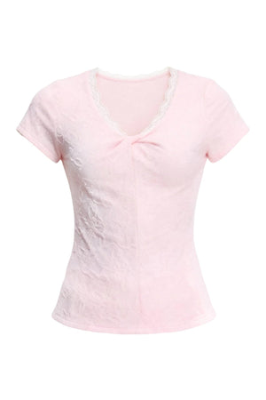 Jacquard V-Neck Textured Top