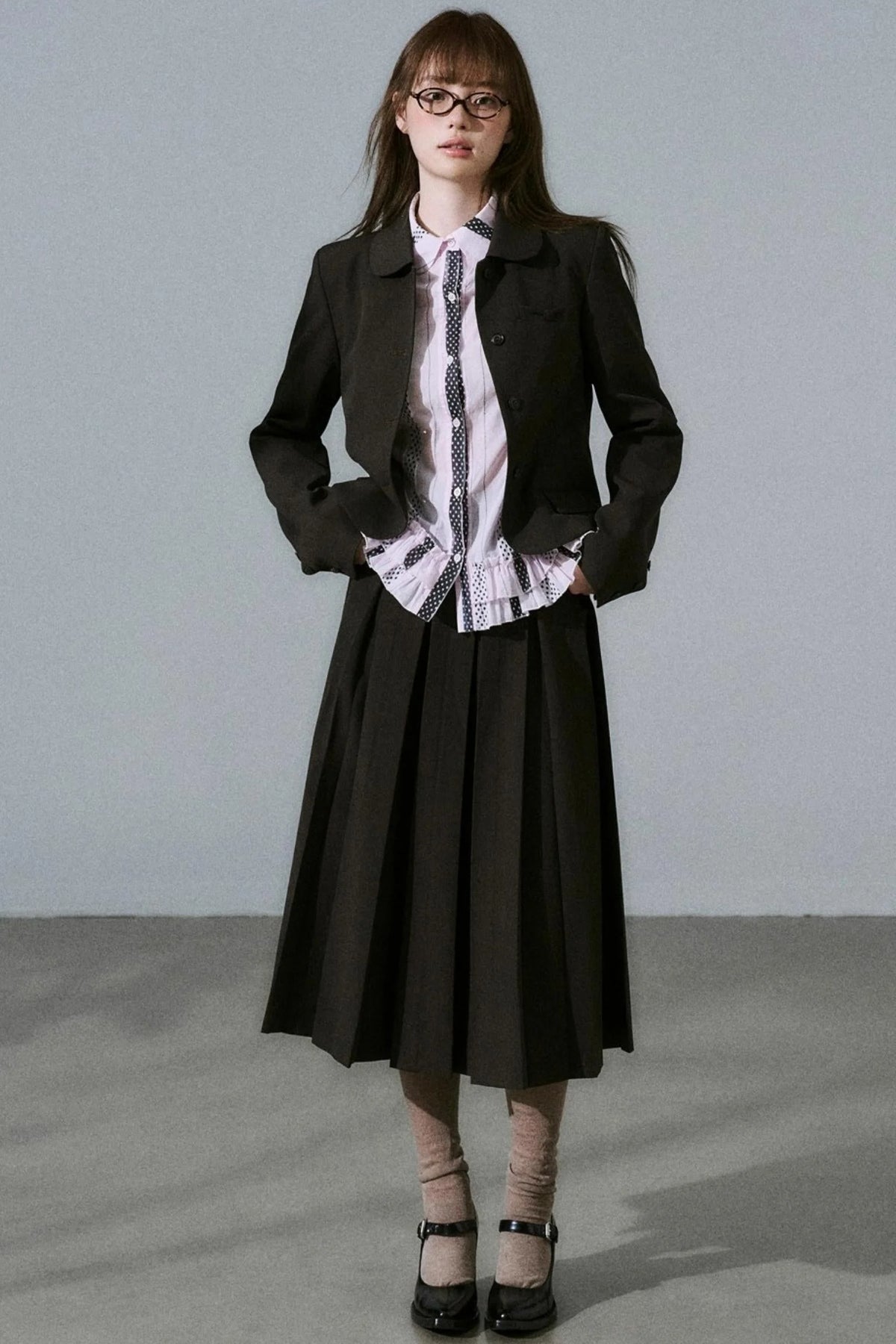 Japanese Girl Pleated Jacket Set-Up