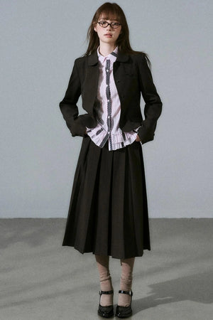 Japanese Girl Pleated Jacket Set-Up