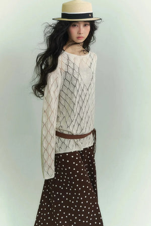 Japanese Paper Yarn Lattice Sweater