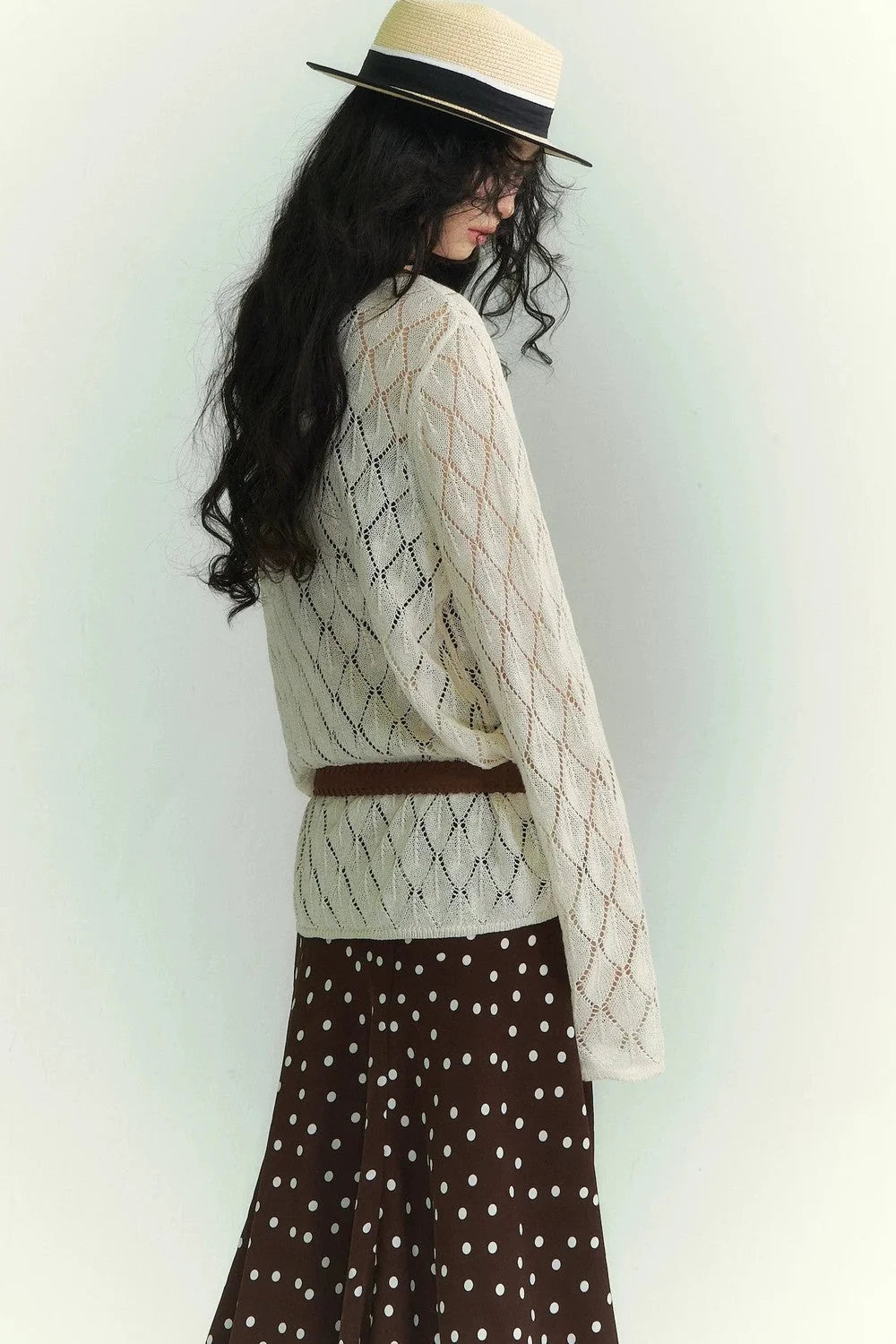 Japanese Paper Yarn Lattice Sweater
