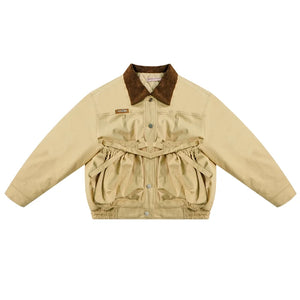 Khaki Corduroy Overalls Jacket
