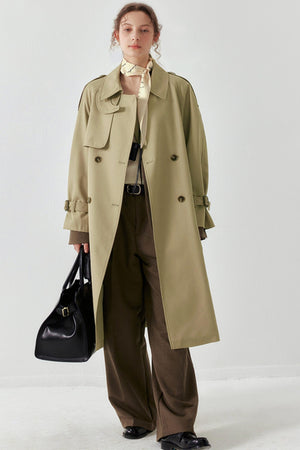 Khaki Draped Trench Coat