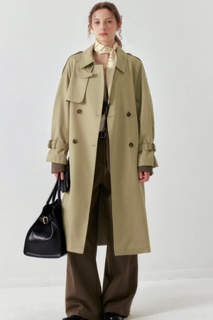 Khaki Draped Trench Coat