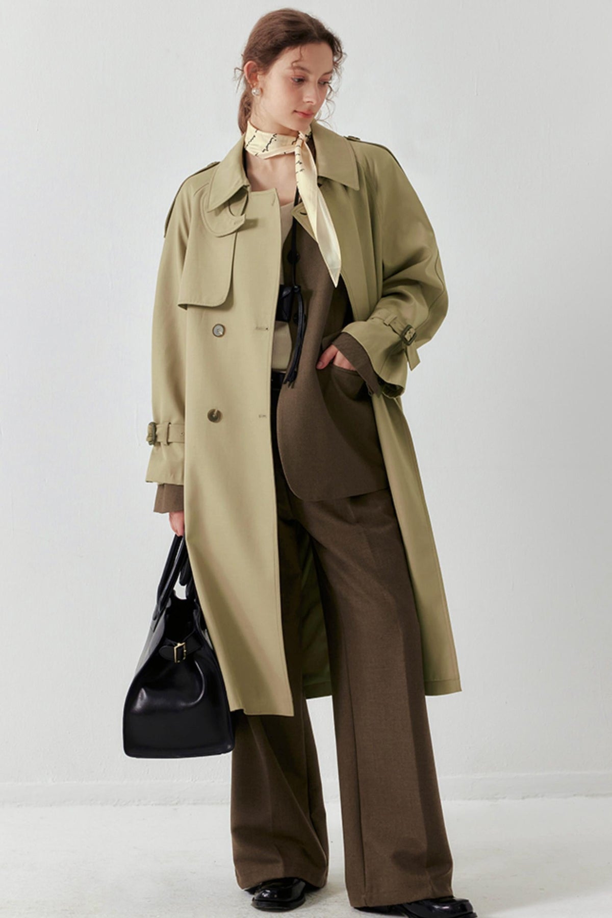 Khaki Draped Trench Coat