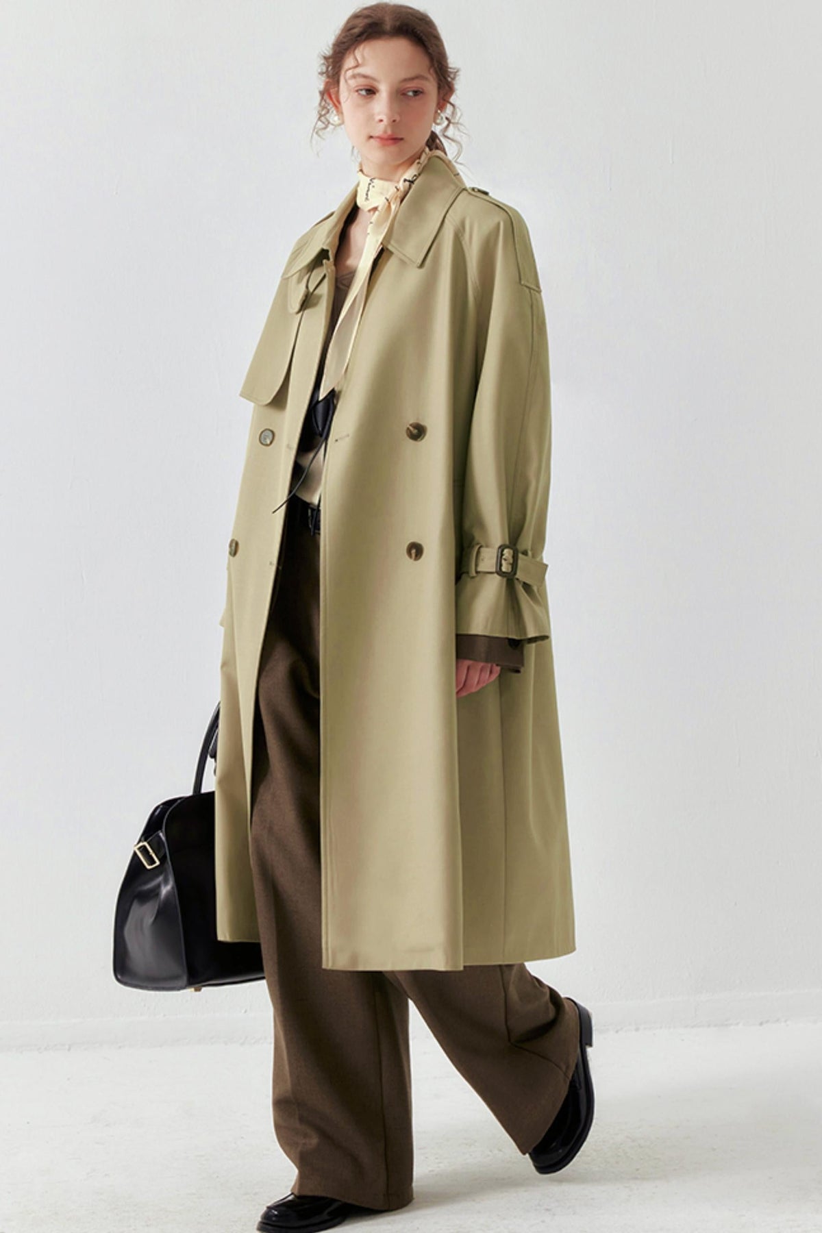 Khaki Draped Trench Coat