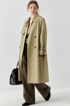 Khaki Draped Trench Coat