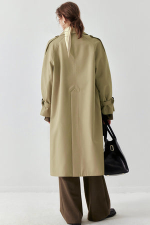 Khaki Draped Trench Coat