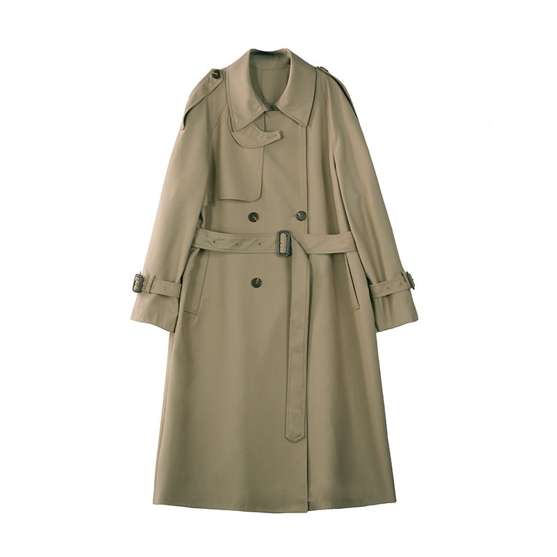 Khaki Draped Trench Coat