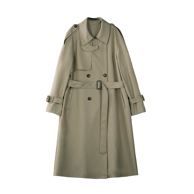 Khaki Draped Trench Coat