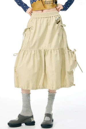 Khaki Drawstring Skirt