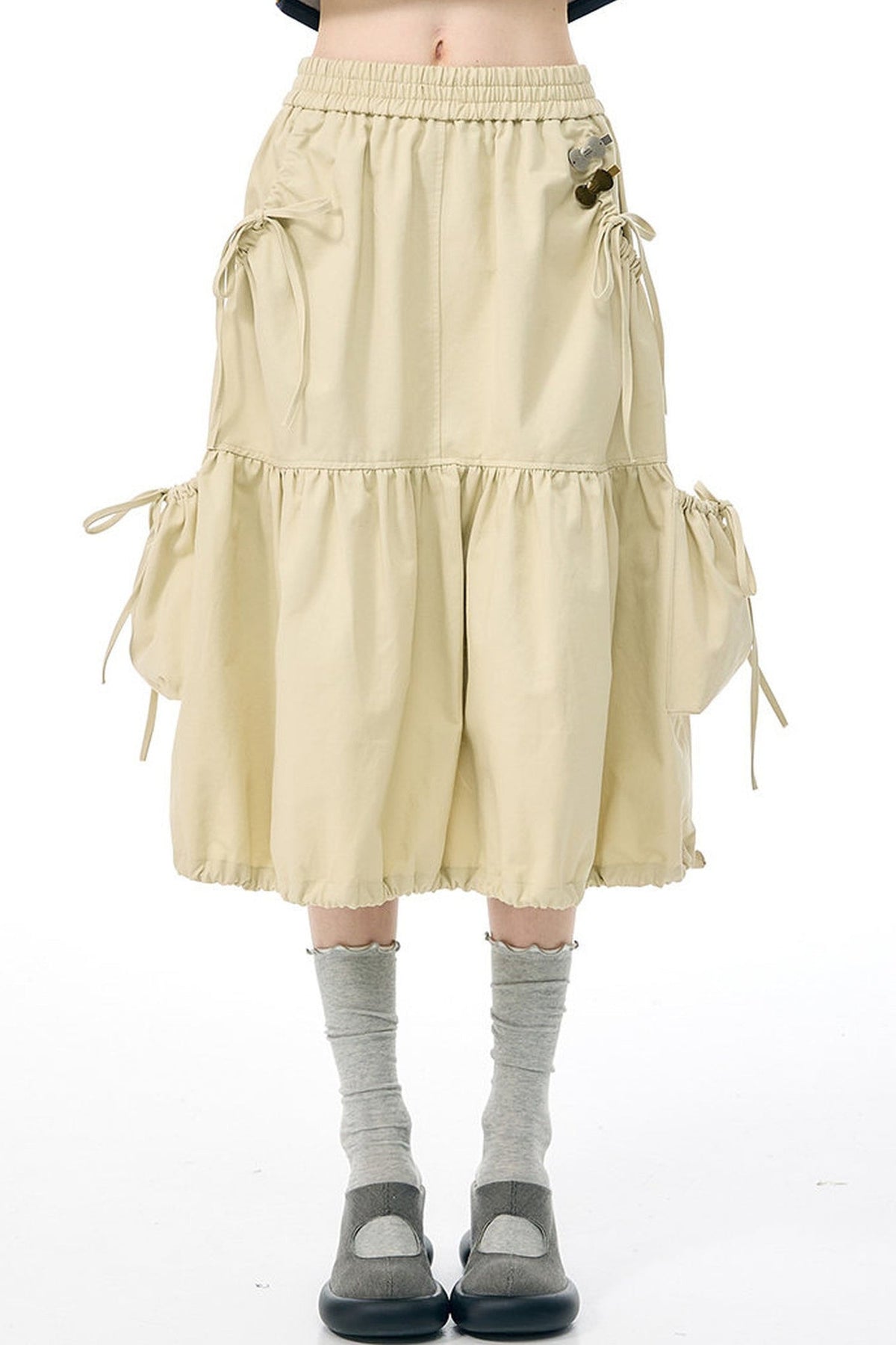 Khaki Drawstring Skirt