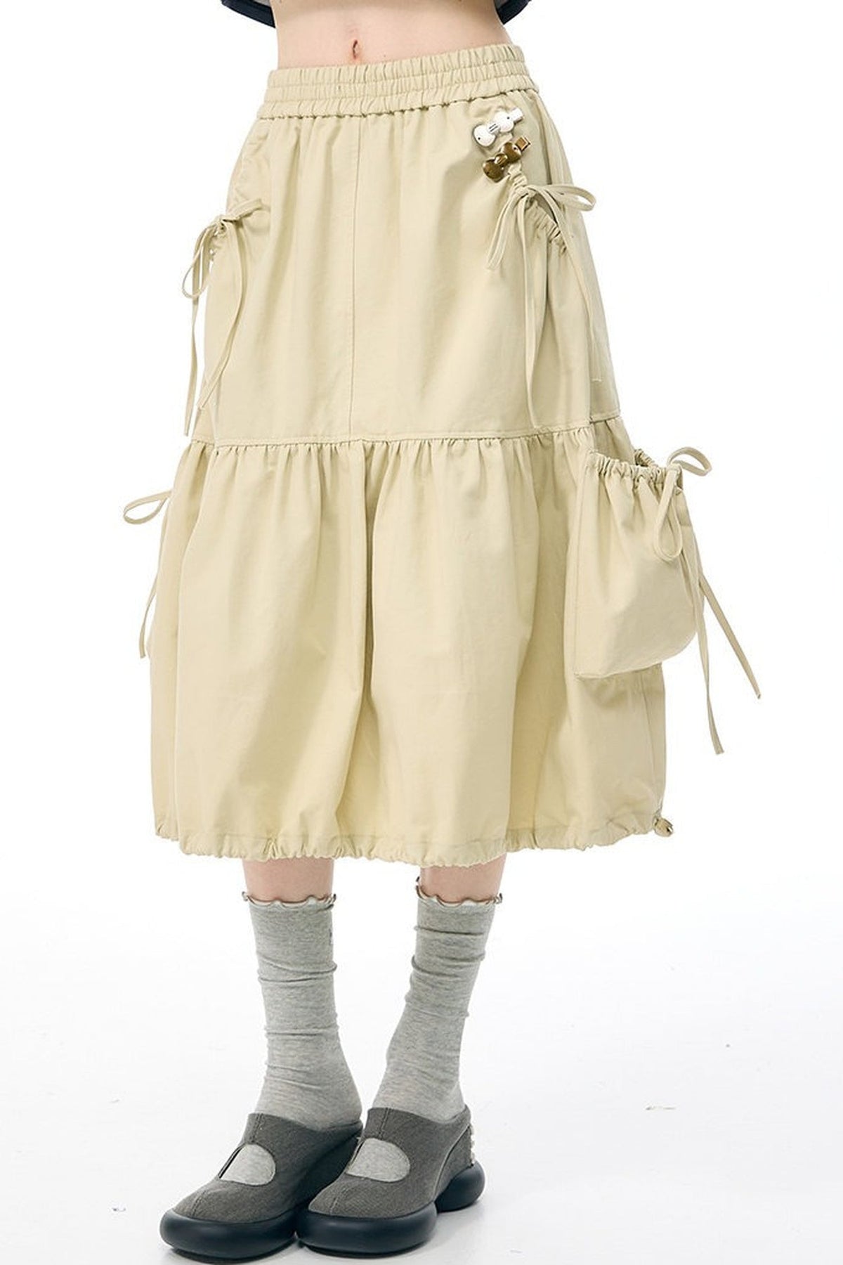 Khaki Drawstring Skirt