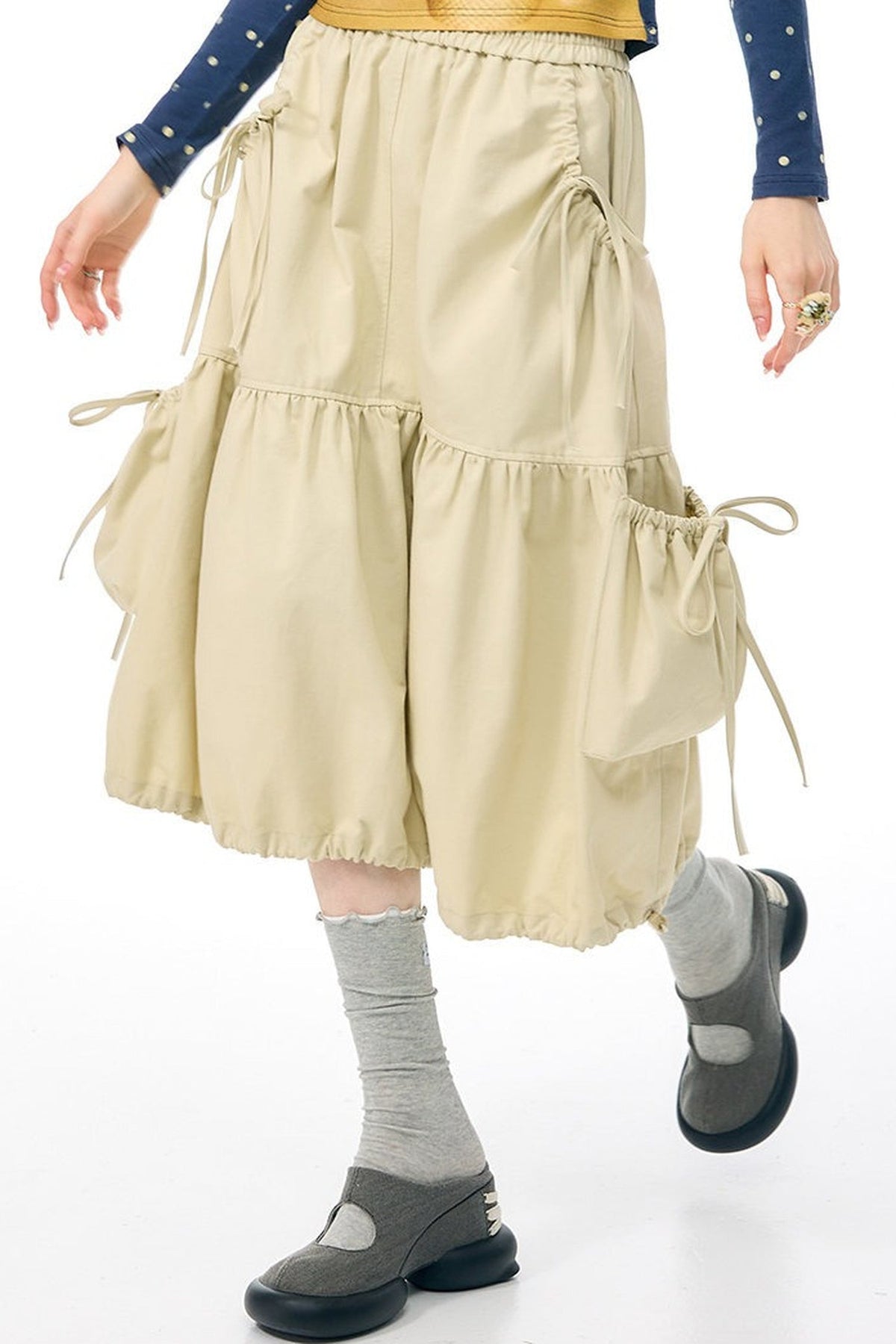 Khaki Drawstring Skirt
