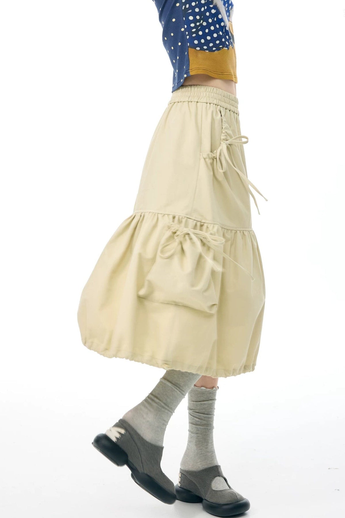 Khaki Drawstring Skirt