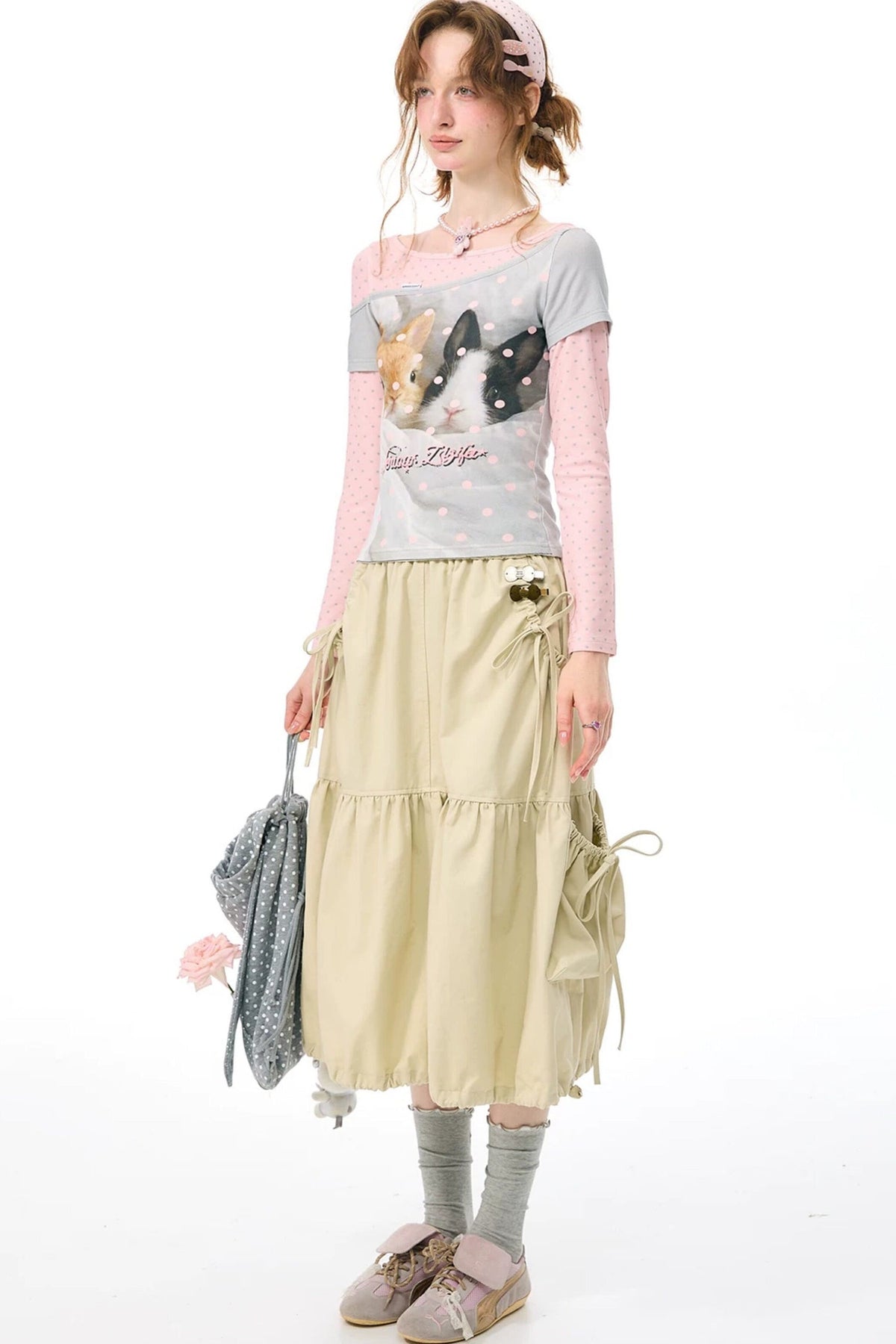 Khaki Drawstring Skirt