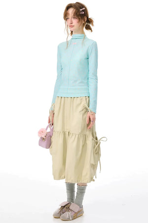 Khaki Drawstring Skirt