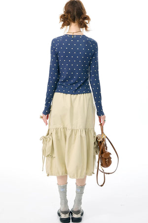 Khaki Drawstring Skirt