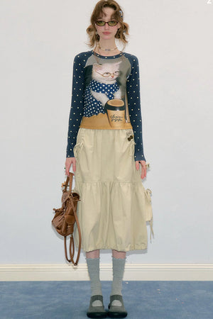 Khaki Drawstring Skirt