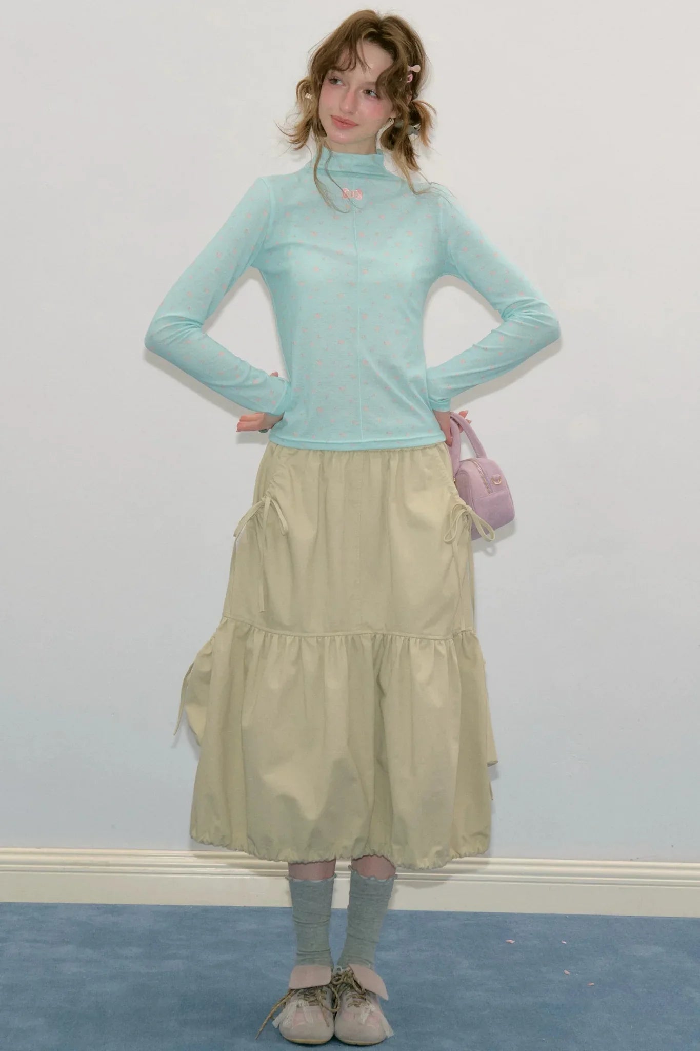 Khaki Drawstring Skirt